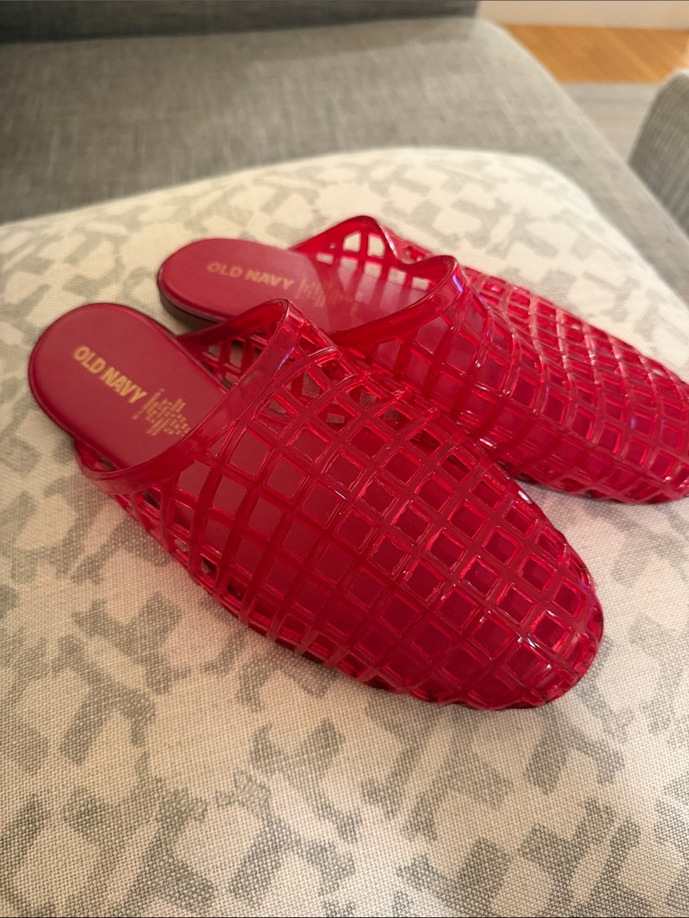 Old Navy Red Woven Jelly Mule Slides